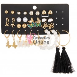 Cercei pentru dama moderni EARR48 Aurii Set de 17 perechi